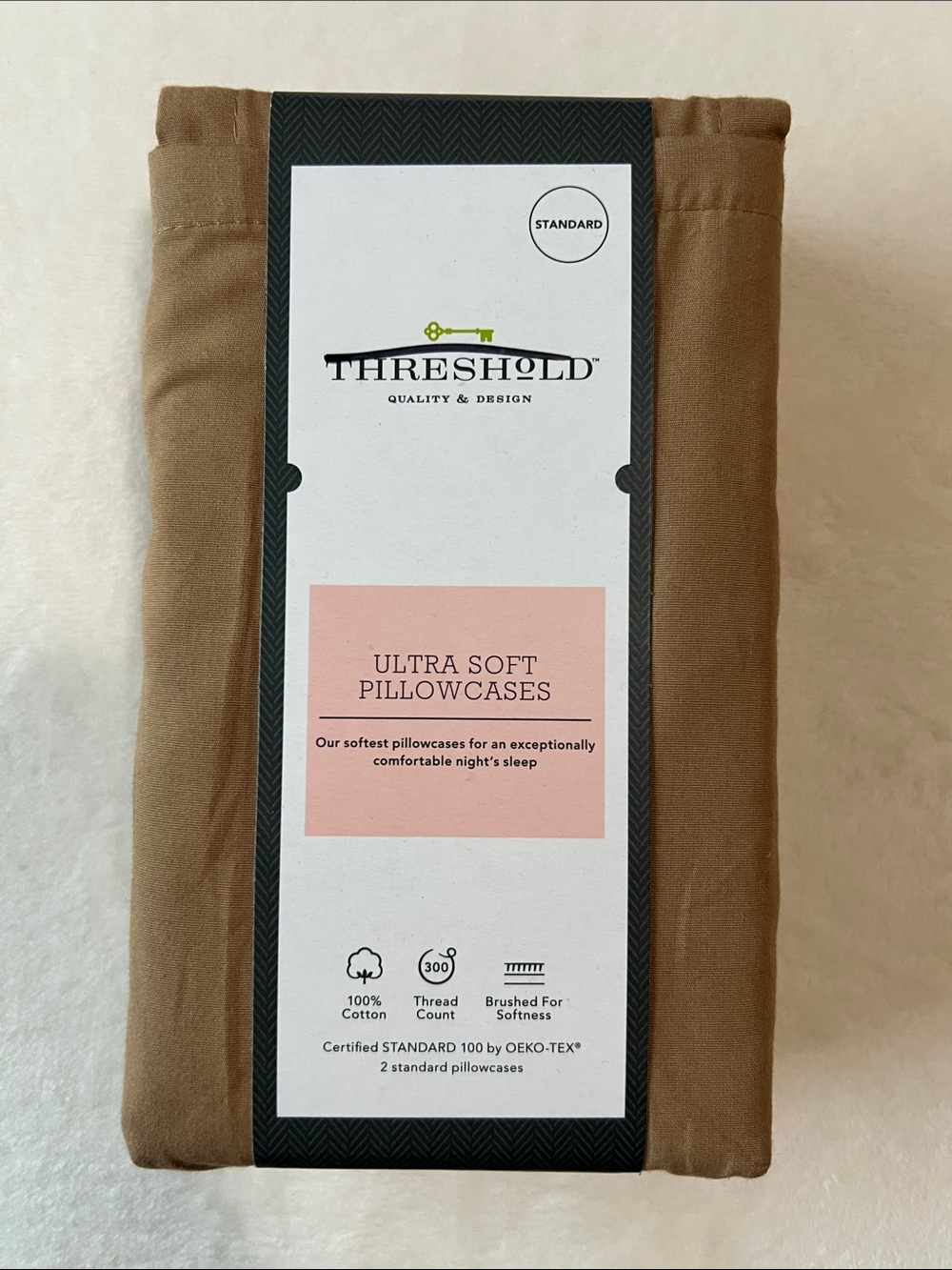 2 Threshold Ultra Soft Pillowcases - Tan/Brown